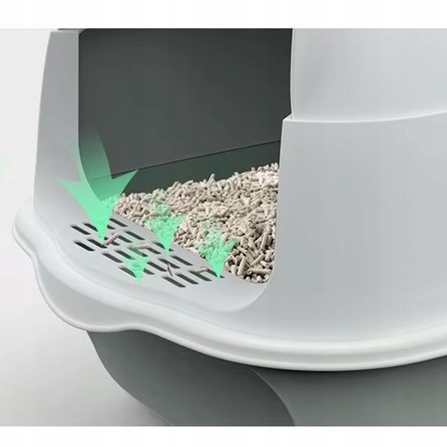 Kačių tualeto dėžutė Uždaroma didelė tvirta kačių tualeto dėžutė su kraiko kastuvėliu