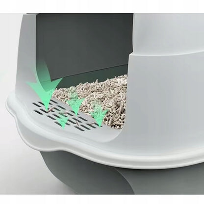 Kačių tualeto dėžutė Uždaroma didelė tvirta kačių tualeto dėžutė su kraiko kastuvėliu