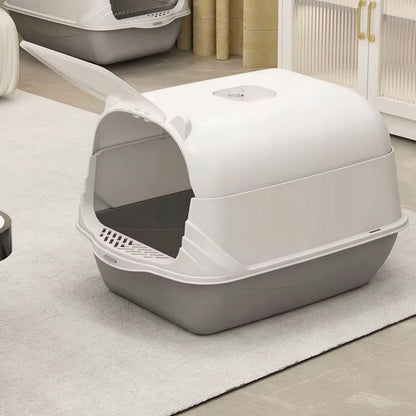 Kačių tualeto dėžutė Uždaroma didelė tvirta kačių tualeto dėžutė su kraiko kastuvėliu