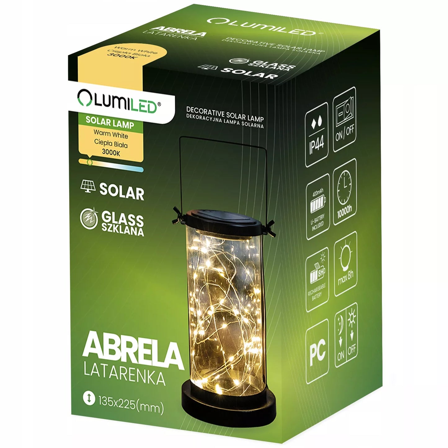 LAMPA SOLARNA LED Ogrodowa LATARENKA WISZĄCA Lampion STOJĄCY WYSOKI