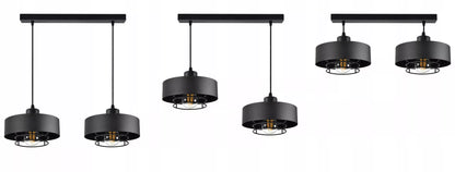 Juodas pakabinamas lubinis šviestuvas Loft Edison stiliaus