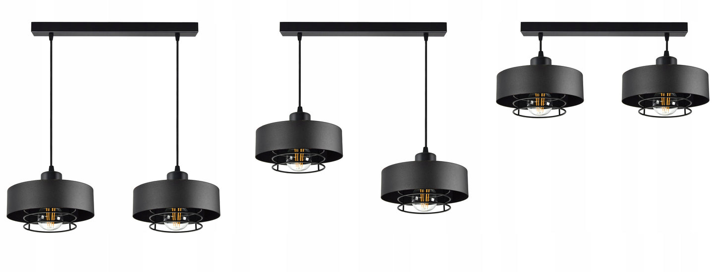 Juodas pakabinamas lubinis šviestuvas Loft Edison stiliaus