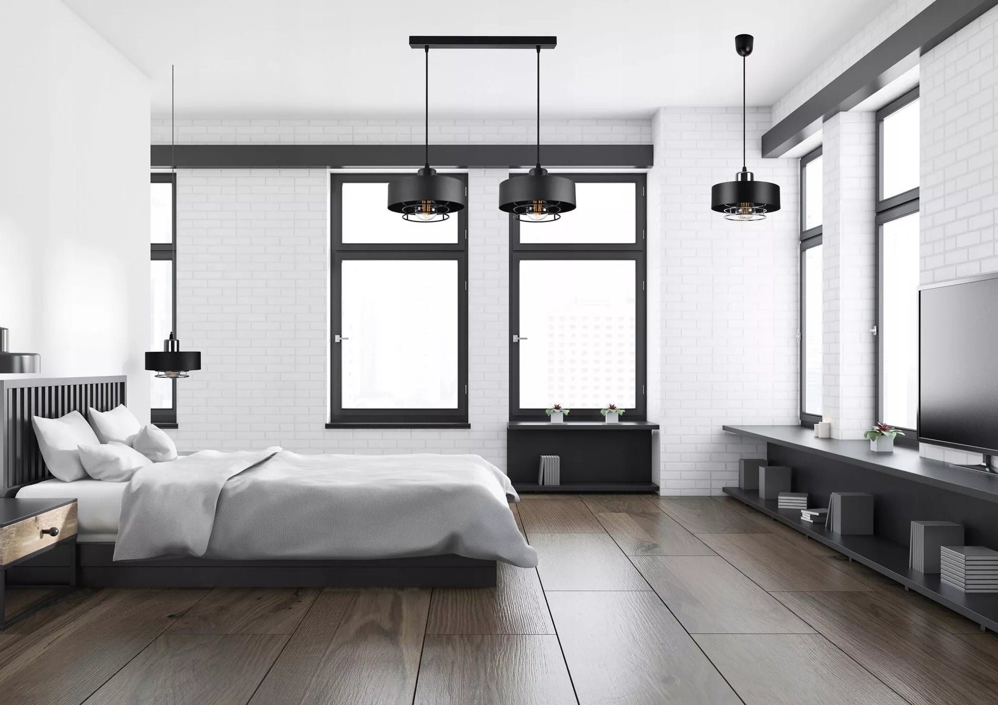 Juodas pakabinamas lubinis šviestuvas Loft Edison stiliaus