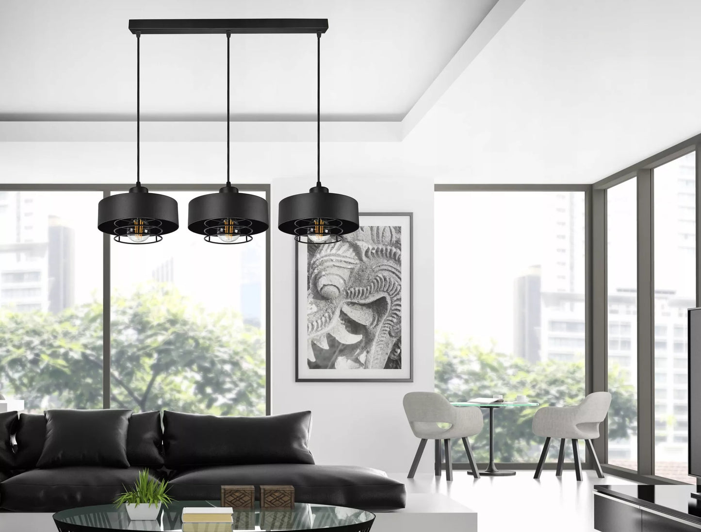 Pakabinamas lubinis šviestuvas / sietynas, juodas, Loft Edison
