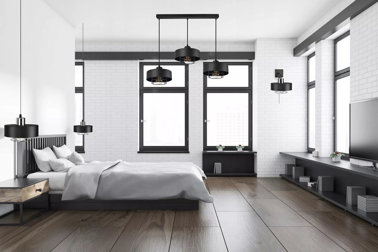 Pakabinamas lubinis šviestuvas / sietynas, juodas, Loft Edison