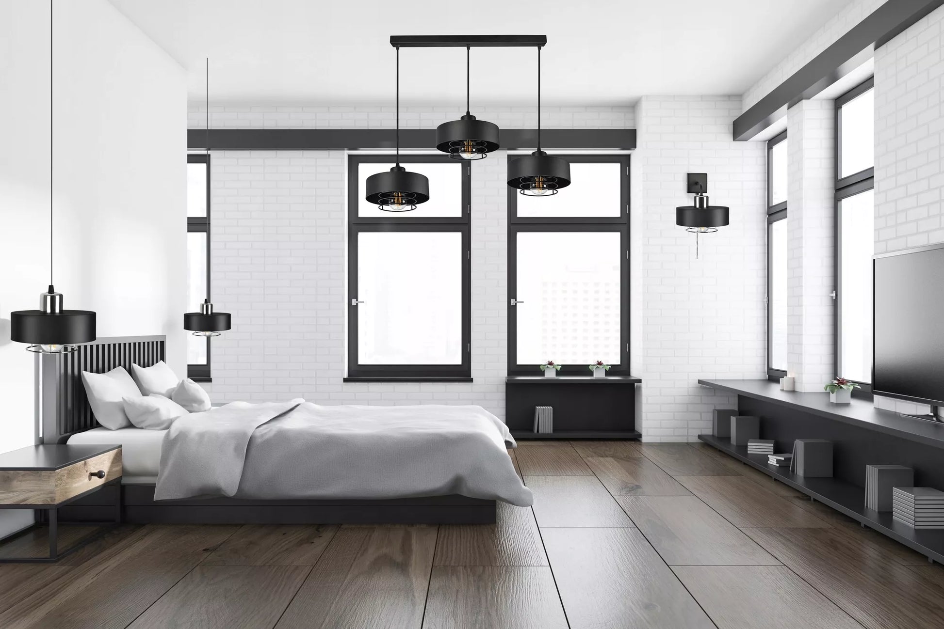 Pakabinamas lubinis šviestuvas / sietynas, juodas, Loft Edison