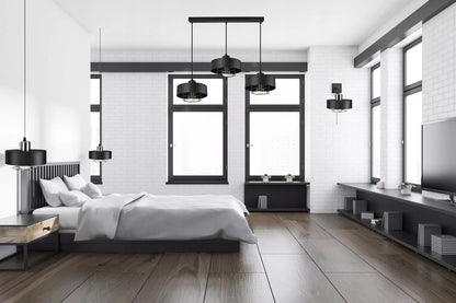 Pakabinamas lubinis šviestuvas / sietynas, juodas, Loft Edison