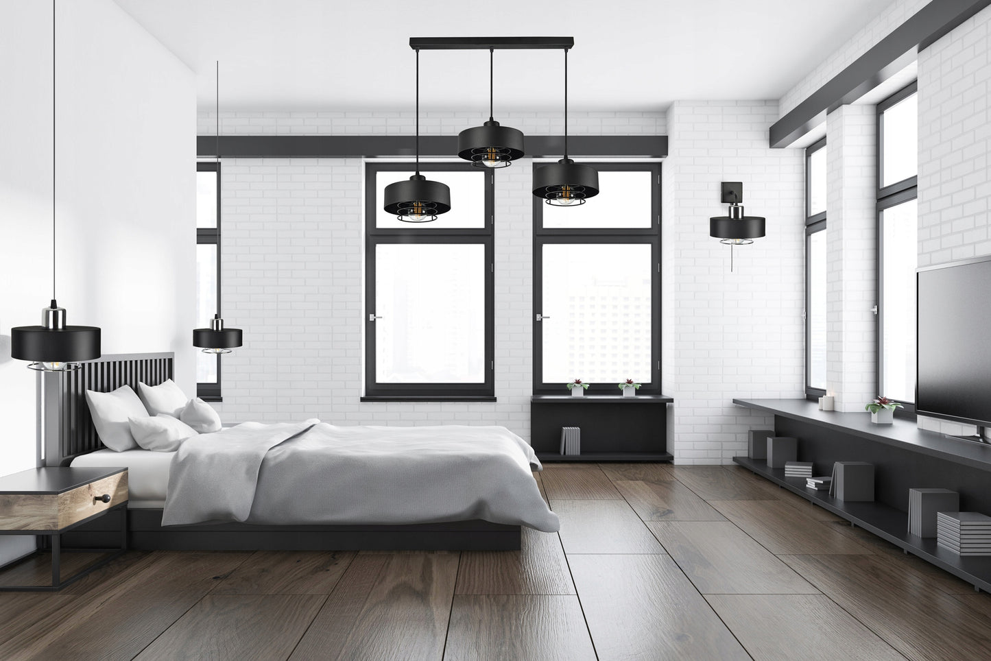 Pakabinamas lubinis šviestuvas / sietynas, juodas, Loft Edison