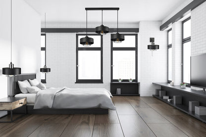 Pakabinamas lubinis šviestuvas / sietynas, juodas, Loft Edison