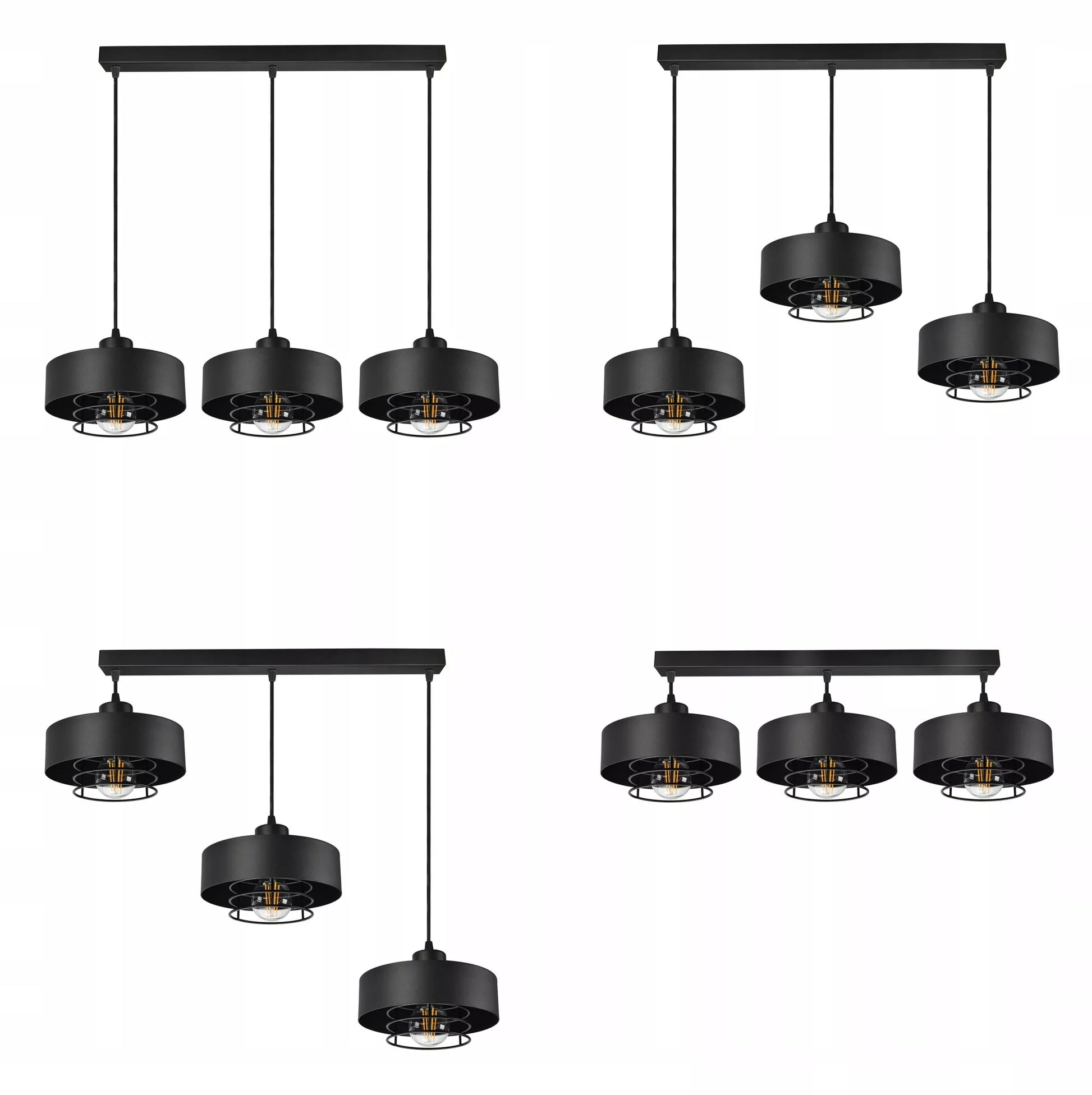 Pakabinamas lubinis šviestuvas / sietynas, juodas, Loft Edison