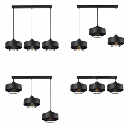 Pakabinamas lubinis šviestuvas / sietynas, juodas, Loft Edison