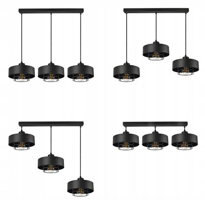 Pakabinamas lubinis šviestuvas / sietynas, juodas, Loft Edison