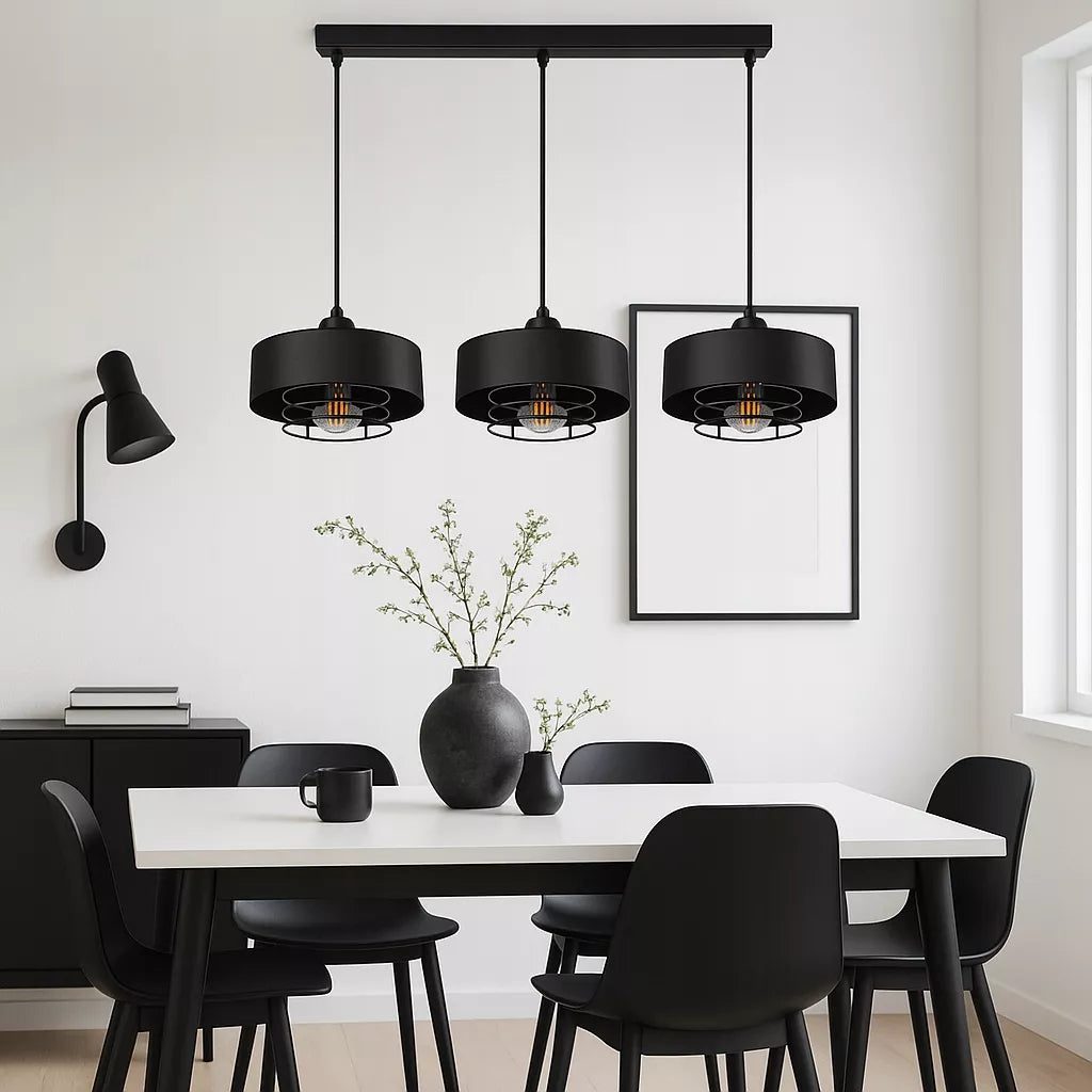 Pakabinamas lubinis šviestuvas / sietynas, juodas, Loft Edison