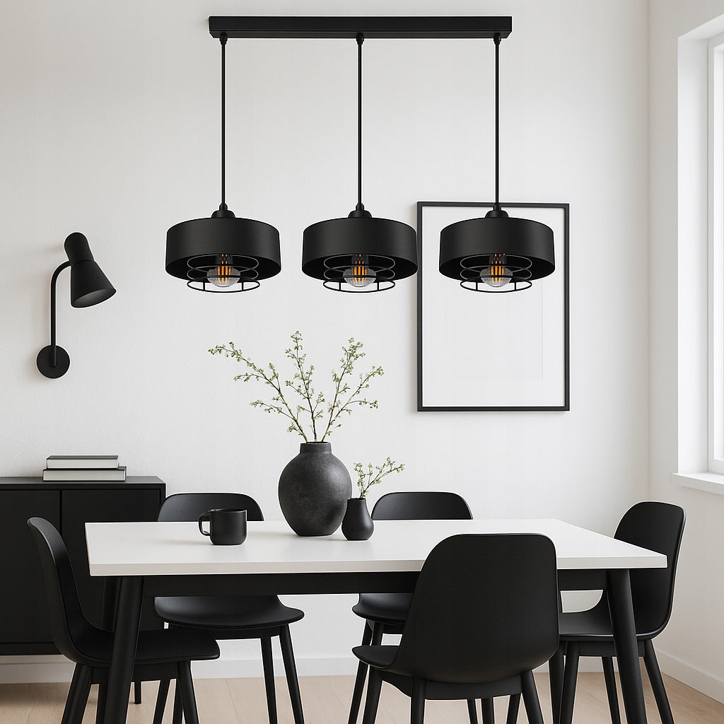 Pakabinamas lubinis šviestuvas / sietynas, juodas, Loft Edison