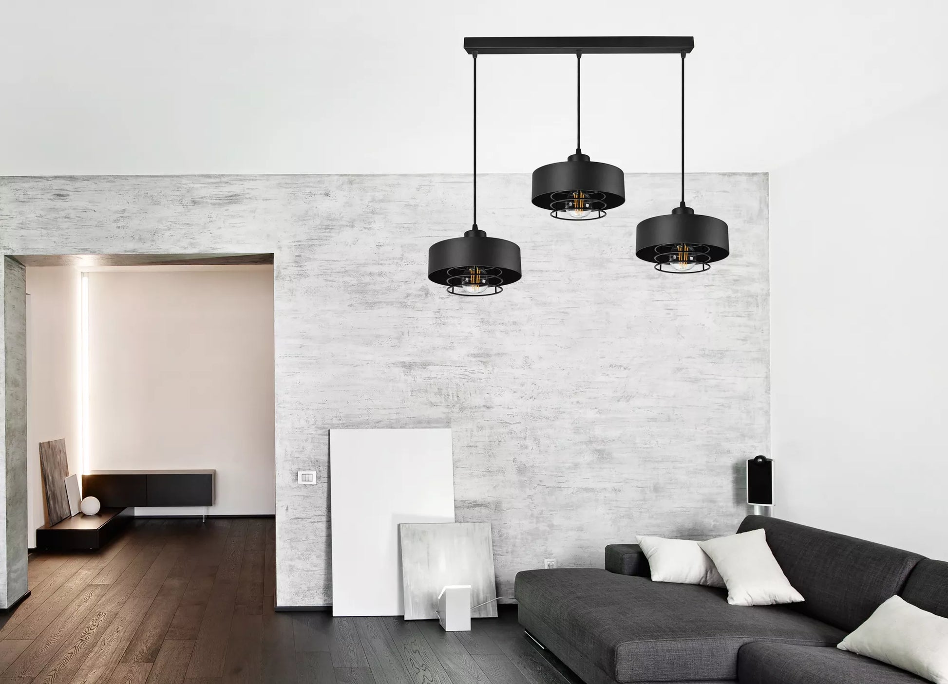 Pakabinamas lubinis šviestuvas / sietynas, juodas, Loft Edison