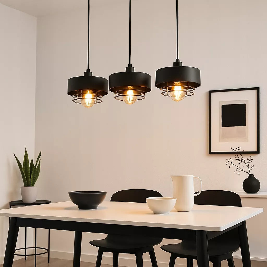 Pakabinamas lubinis šviestuvas / sietynas, juodas, Loft Edison