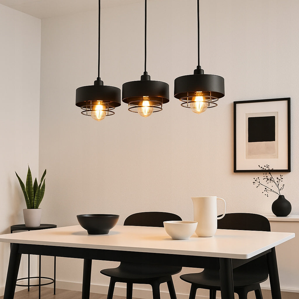 Pakabinamas lubinis šviestuvas / sietynas, juodas, Loft Edison