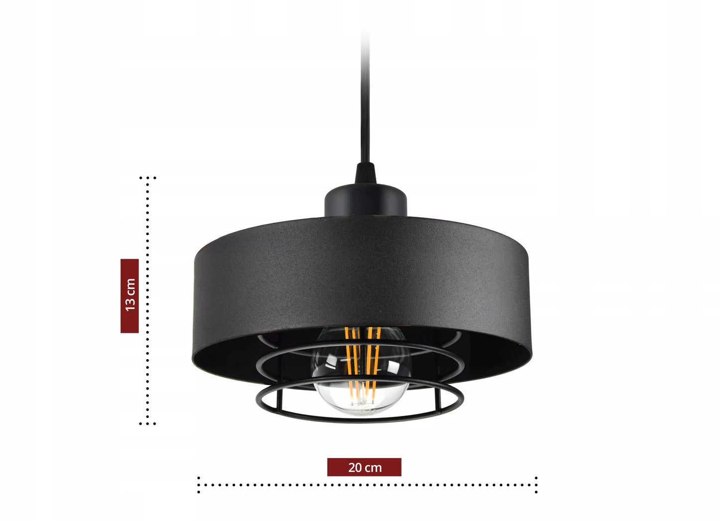 Juodas pakabinamas lubinis šviestuvas Loft Edison stiliaus