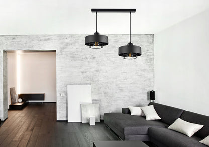 Juodas pakabinamas lubinis šviestuvas Loft Edison stiliaus