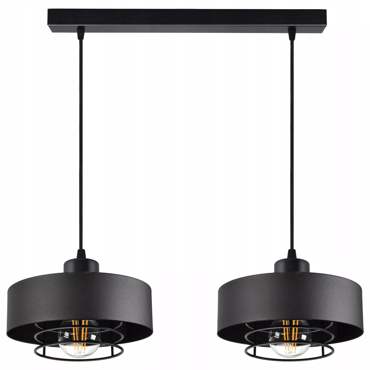 Juodas pakabinamas lubinis šviestuvas Loft Edison stiliaus