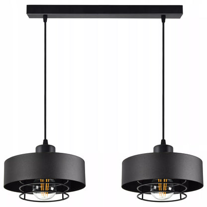 Juodas pakabinamas lubinis šviestuvas Loft Edison stiliaus