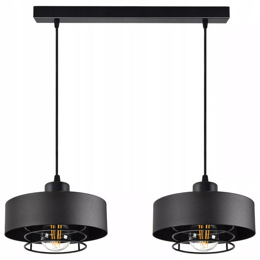 Juodas pakabinamas lubinis šviestuvas Loft Edison stiliaus