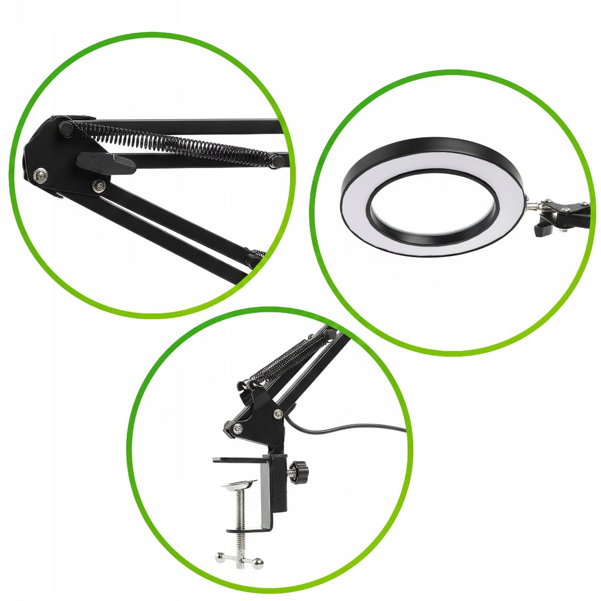 Stalinė lempa su didinamuoju stiklu, 5x didinimas, skirta kosmetologams, juvelyrams TECHREBAL