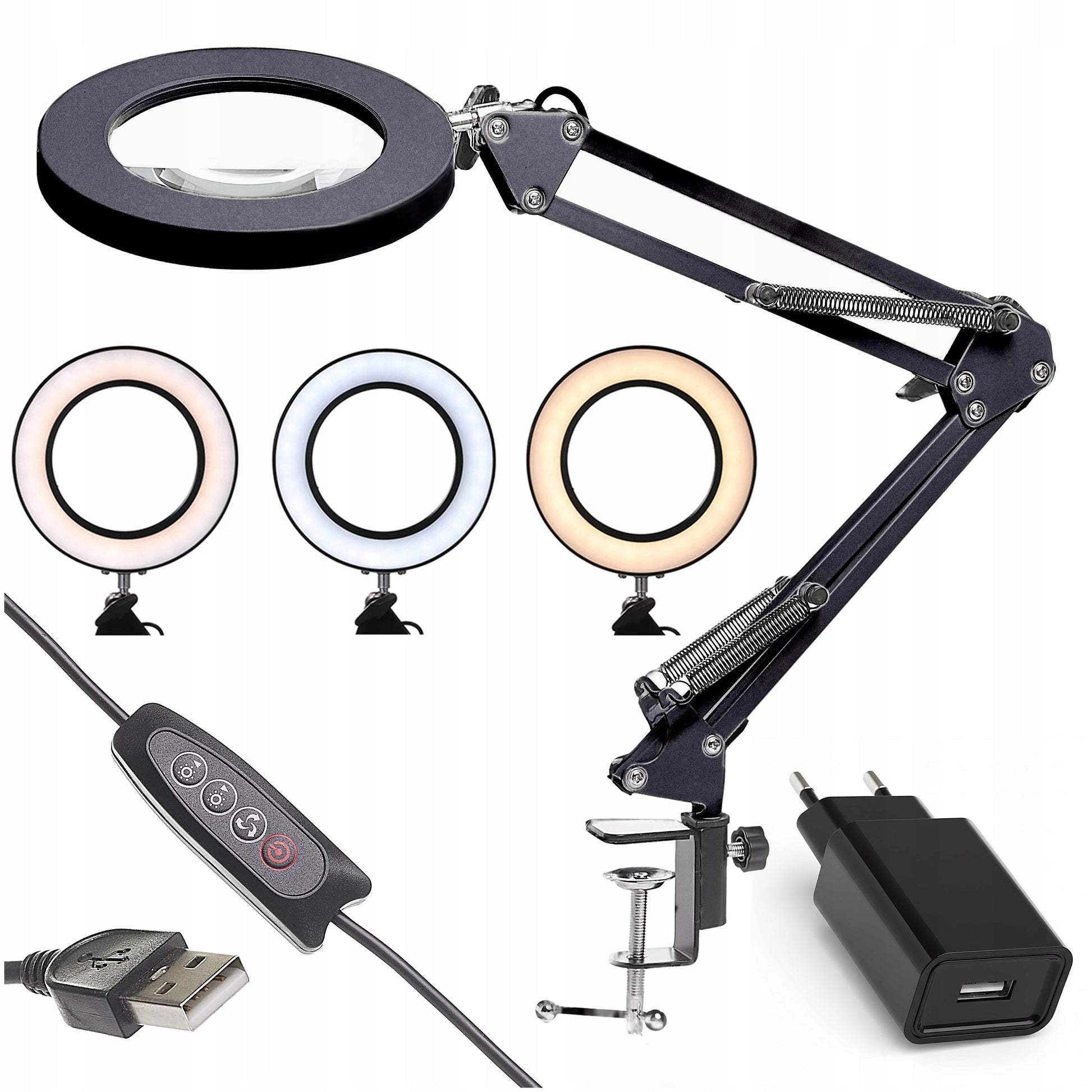 Stalinė lempa su didinamuoju stiklu, 5x didinimas, skirta kosmetologams, juvelyrams TECHREBAL