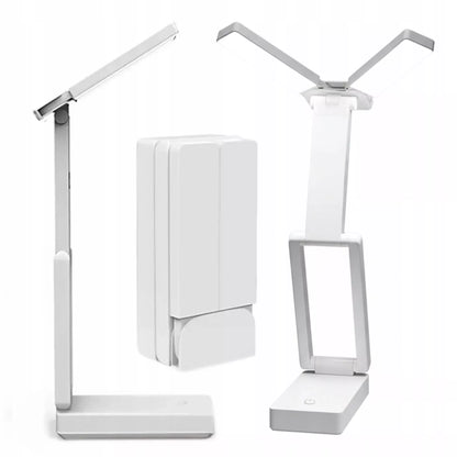 LED bevielė stalinė lemputė su akumuliatoriumi, skirta ant stalo, mokyklinė, balta, USB