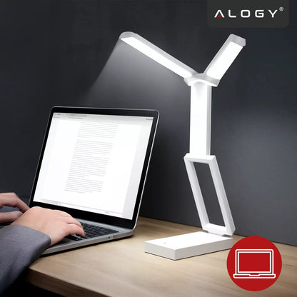 LED bevielė stalinė lemputė su akumuliatoriumi, skirta ant stalo, mokyklinė, balta, USB