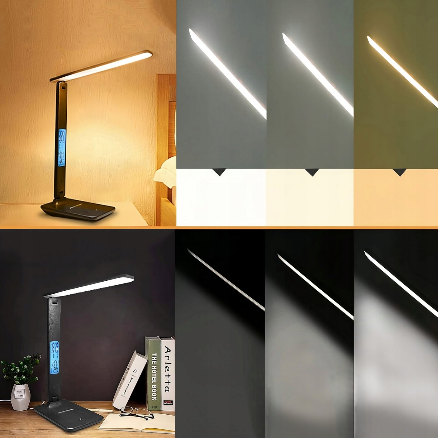 LED stalinė lempa su LCD ekranu, USB įkrovimu, reguliuojama, idealiai tinkanti mokyklai ar biurui