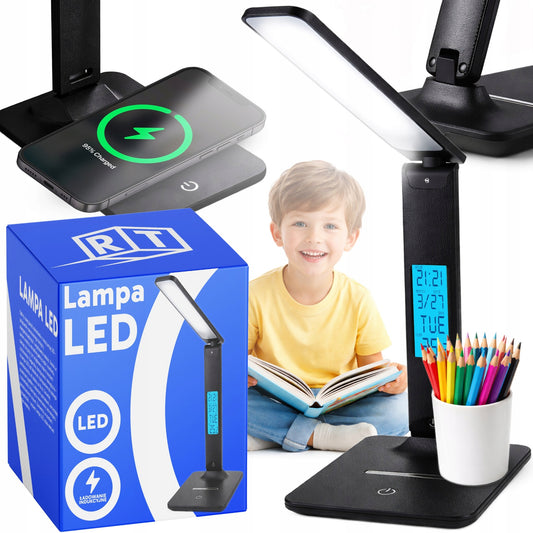 LED stalinė lempa su LCD ekranu, USB įkrovimu, reguliuojama, idealiai tinkanti mokyklai ar biurui