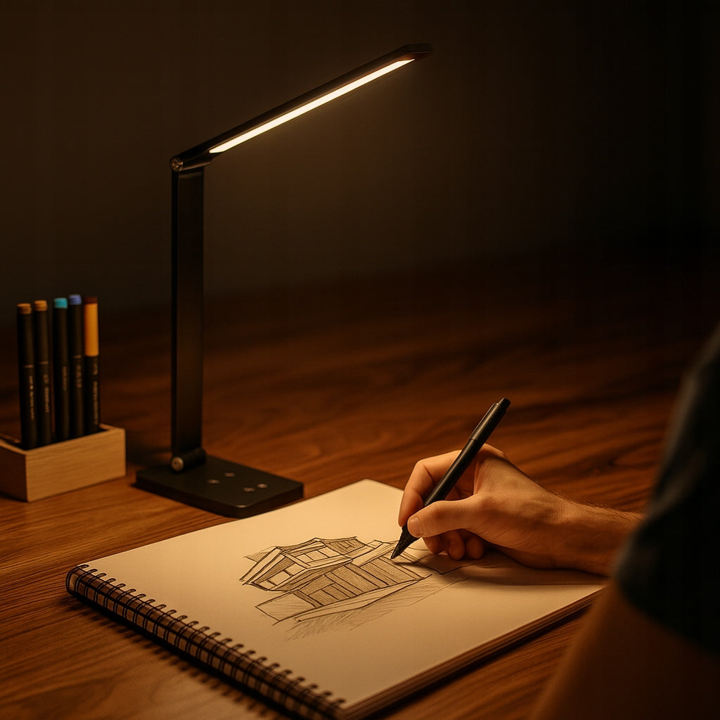 Stalinė LED lempa su įkrovikliu, lietimo būdu valdoma, pritemdoma