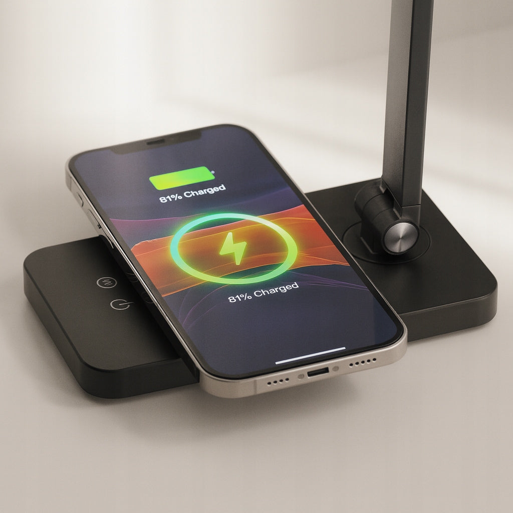 Stalinė LED lempa su įkrovikliu, lietimo būdu valdoma, pritemdoma