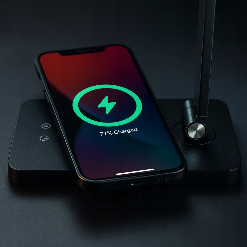 Stalinė LED lempa su įkrovikliu, lietimo būdu valdoma, pritemdoma