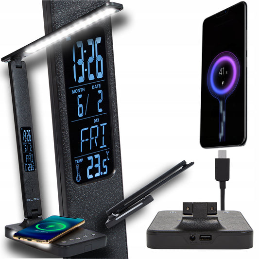 Stalinė lemputė stalinei / braižybos stalui su žadintuvu, Qi 10W indukcija