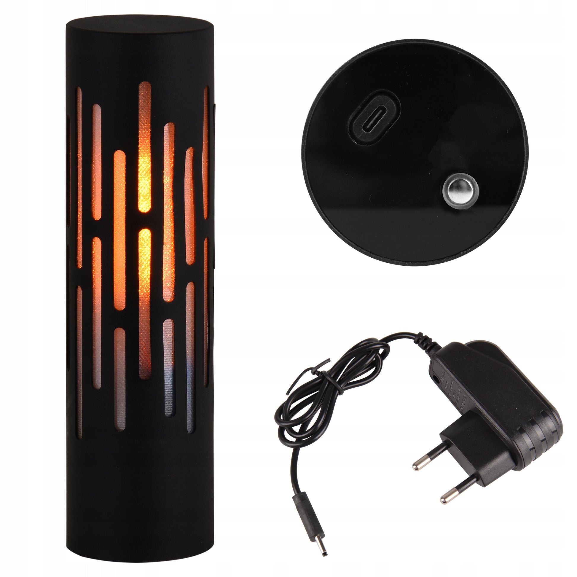 LED stalinė lempa su lietimui jautriu valdymu, įkraunama per USB-C, 1800K, stalo lempa, naktinė lemputė, imituojanti liepsną