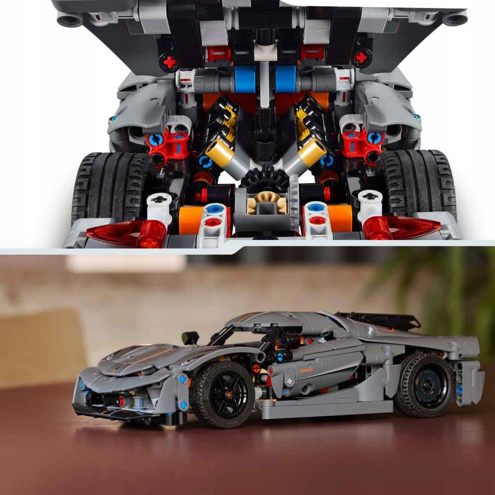 LEGO 42173 TECHNIC Pilkas hiperautomobilis Koenigsegg Jesko Absolut