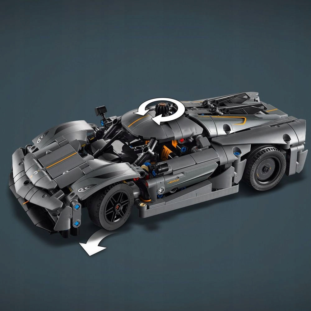 LEGO 42173 TECHNIC Pilkas hiperautomobilis Koenigsegg Jesko Absolut