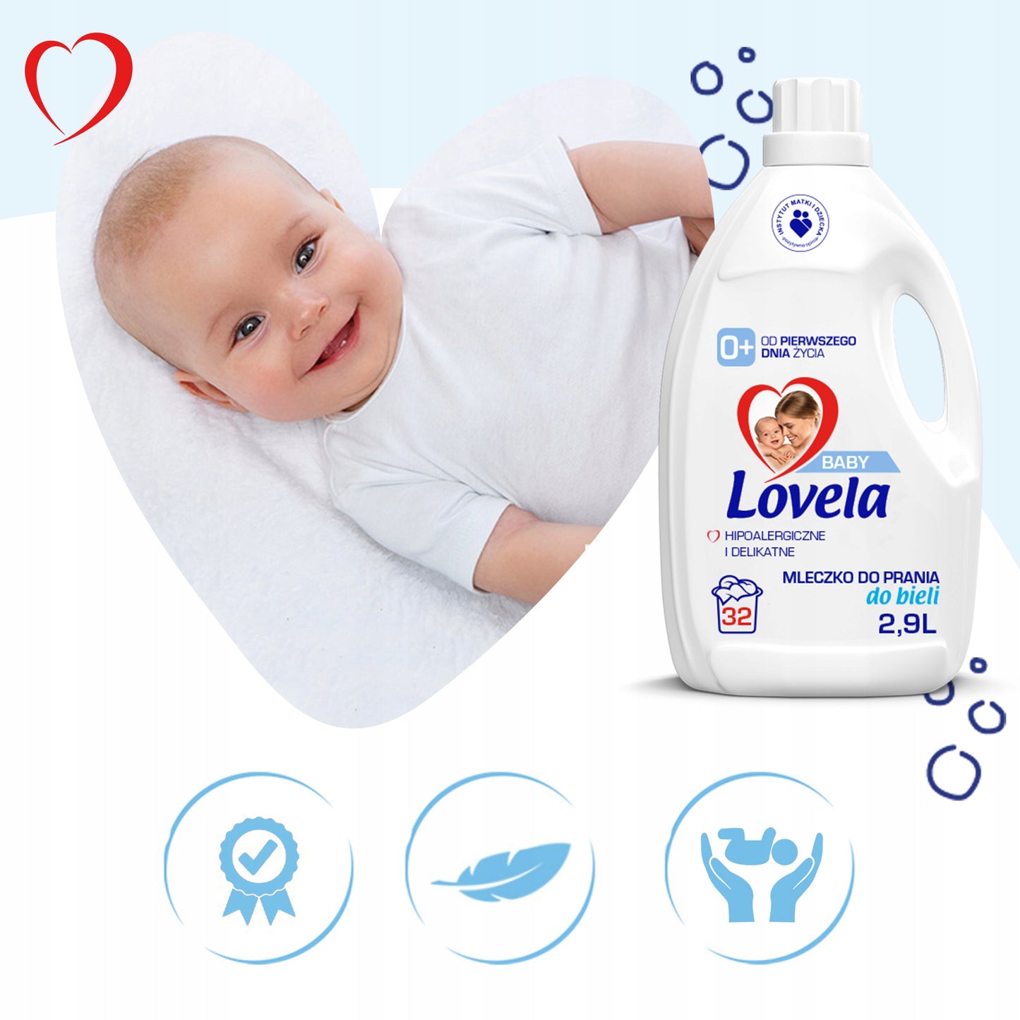 LOVELA Hipoalerginis Skystas skalbiklis Baltiems ir Spalvotiems Audiniams 4 vnt. x 2,9 L