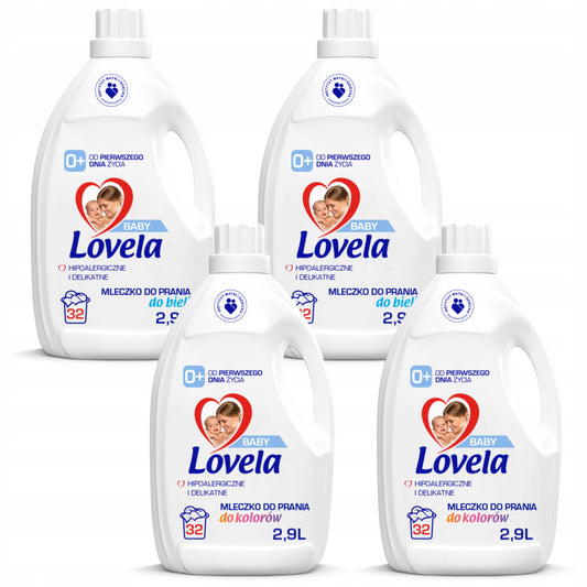 LOVELA Hipoalerginis Skystas skalbiklis Baltiems ir Spalvotiems Audiniams 4 vnt. x 2,9 L