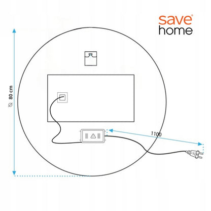 Apvalus LED vonios veidrodis 80 cm, lietimui jautrus, su apsauga nuo rasojimo, 3 spalvų temperatūros