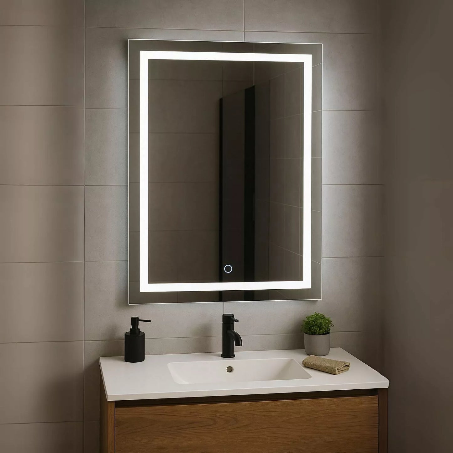 Vonios veidrodis LUNA 60 X 80 cm jutiklinis jungiklis LED apšvietimas