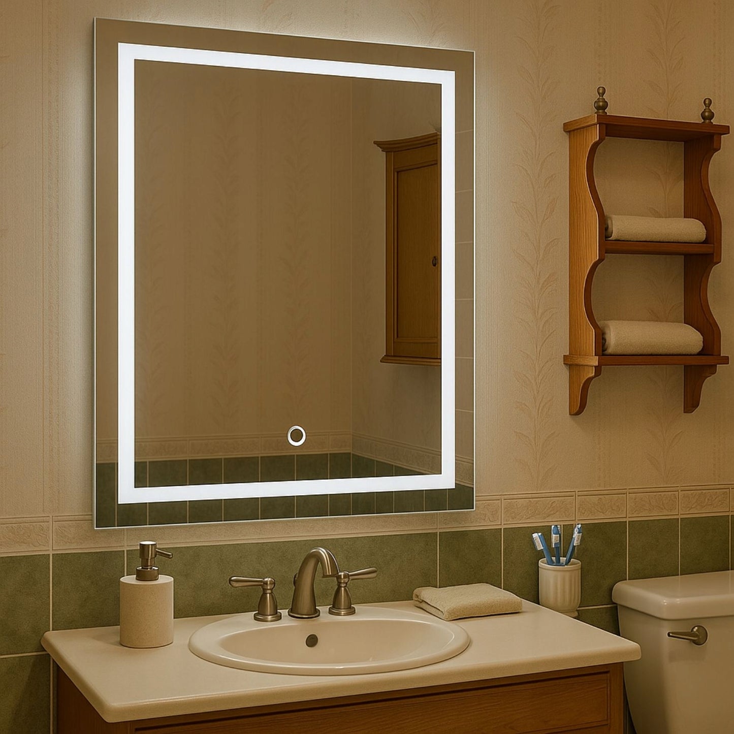 Vonios veidrodis LUNA 60 X 80 cm jutiklinis jungiklis LED apšvietimas