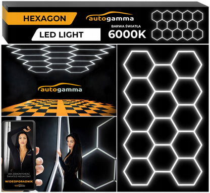 HEXAGON LED Panel apšvietimas Dirbtuvių Garažo Namų 297 x 515 5500-6000K