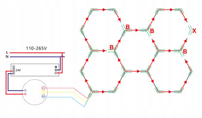 LED lempa HEXAGON RGB 180W Panelinis apšvietimas dirbtuvėms, namams + programėlės ir pultelio valdymas