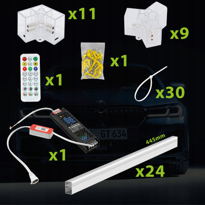 LED lempa HEXAGON RGB 180W Panelinis apšvietimas dirbtuvėms, namams + programėlės ir pultelio valdymas