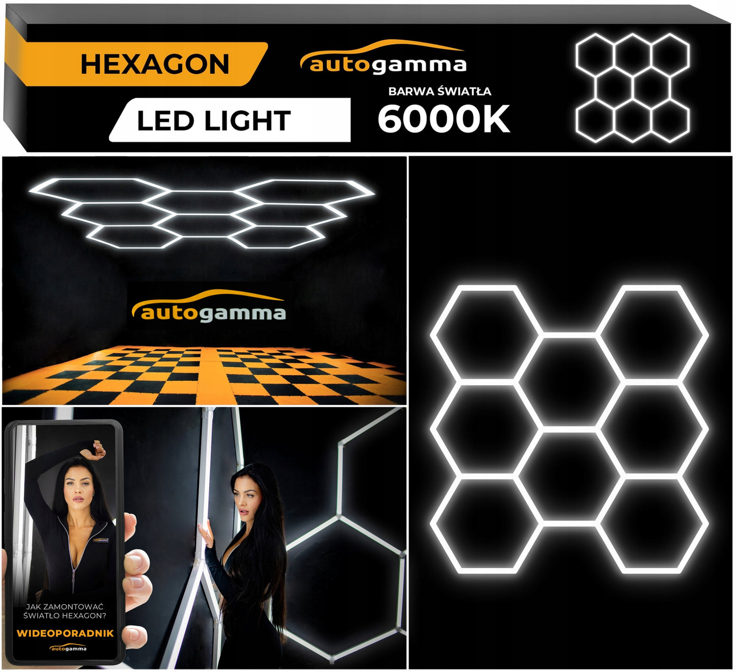 LED lempa Panelė Garažui, Dirbtuvei, Namams HEXAGON 297x307 5500-6000K
