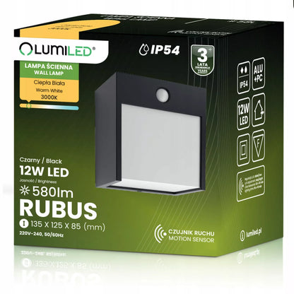 Sieninis LED sodo šviestuvas, lauko fasado sieninis šviestuvas IP54, 12 W su jutikliu