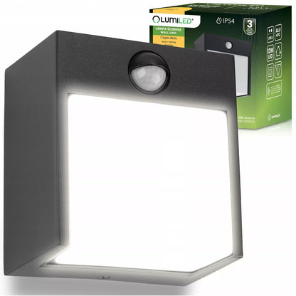 Sieninis LED sodo šviestuvas, lauko fasado sieninis šviestuvas IP54, 12 W su jutikliu
